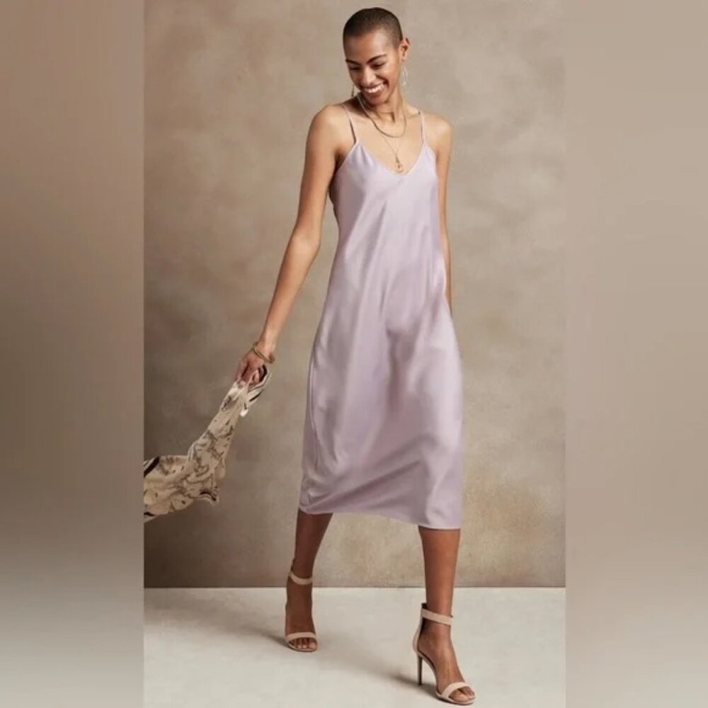 NWT Banana Republic Lavender V-neck Midi Length Slip Dress